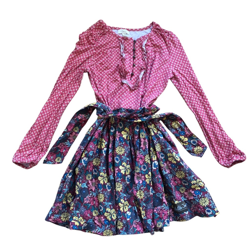 Matilda Jane Floral Pink and Blue Long Sleeve Dress